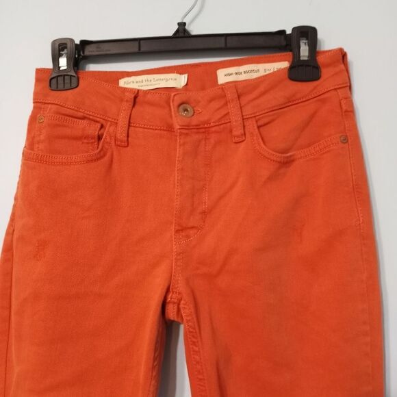 Pilcro And The LetterPress High Rise Bootcut Raw Hem Size 25 Rustic Orange - Picture 12 of 13